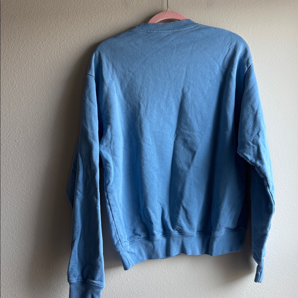 The Pleasing Frog Flower Crewneck Sweatshirt Adult Size Medium Sky Blue Cotton - Picture 5 of 5
